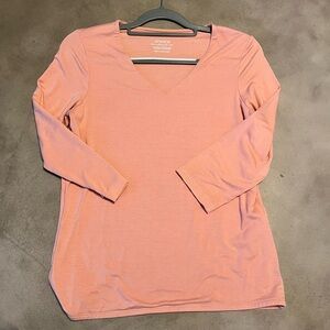 Chico's Women's Peach Long Sleeve V-Neck Top